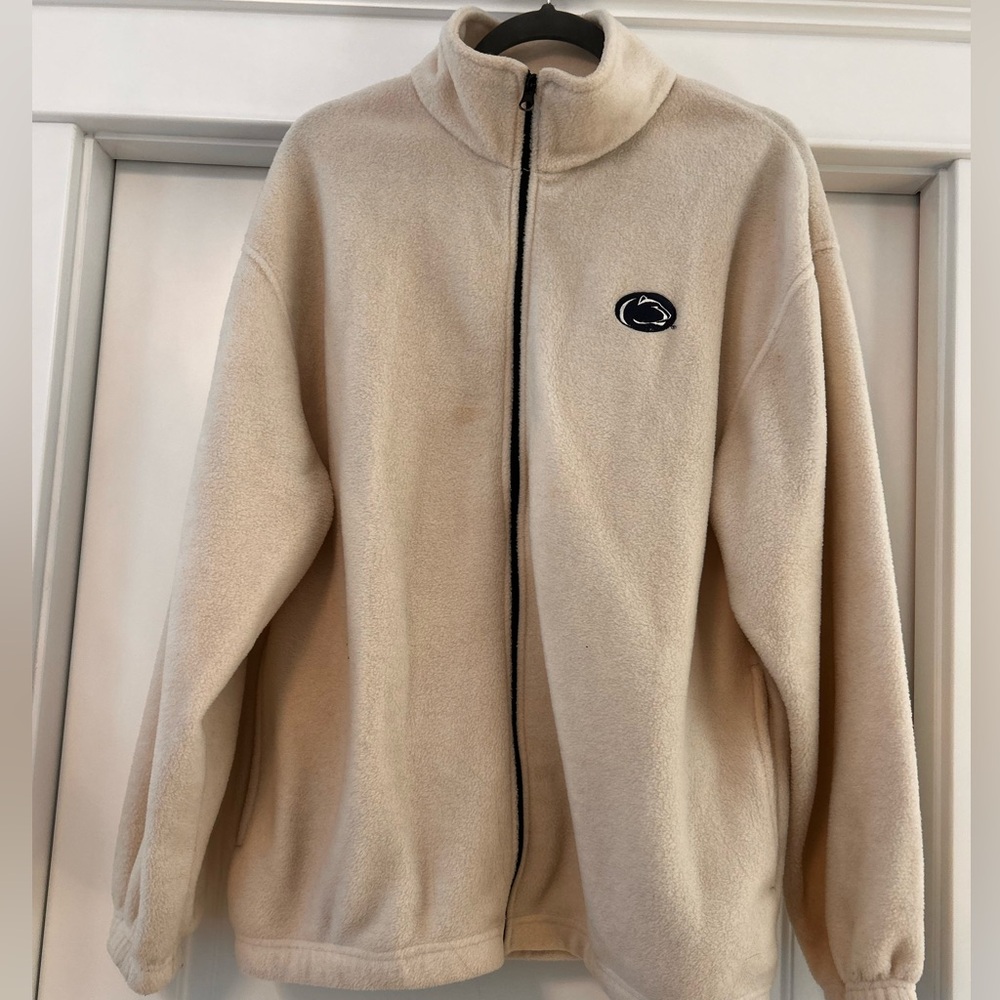 Cream Fleece Jacket with Penn State Logo